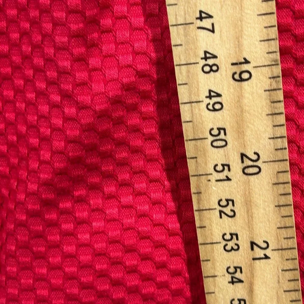 Le Suit Skirt Set Womens Petite 6P Red Textured Button Puff Sleeve Jacket Skirt
